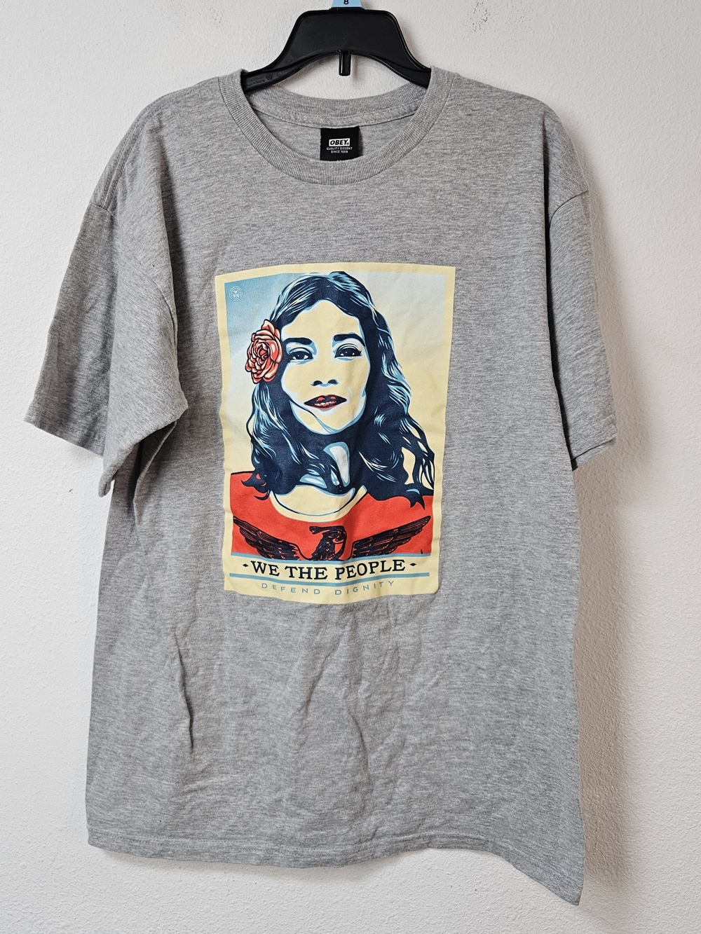 Obey Women’s Gray Graphic Tee - 'We The People' Size Medium